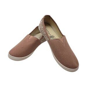 SERRA Womans ROSE PINK Cloth Slip On Loafer Shoes Boat Flats Lace Accent size 8